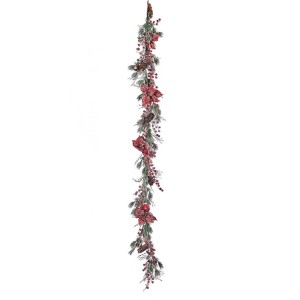 Dekoratyvinė girlianda šerkšnas, raudonos sp. 15x15x190 cm Krist+ 65434 KLD