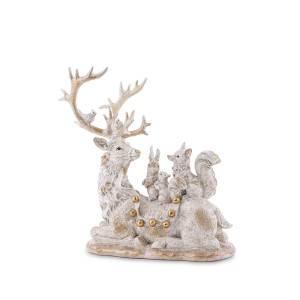 Figūrėlė Elnias su žvėreliais 31,5x29x16,5 cm 163163 KLD