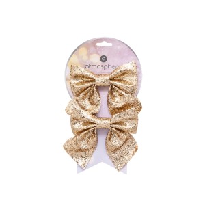 Dekoracija Kaspinas aukso spalvos 14x2x16 cm poliesteris Atmosphera 184105 KLD