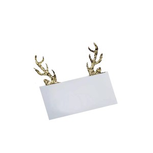 Stalo kortelės su bizgančiais elnio ragais 10 vnt 8,5x7,5 cm Ginger Ray 123513