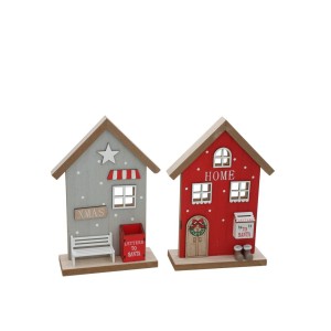Dekoracija kalėdinė Namelis MDF 14x20 cm (mix 2) 8445393471563 kld