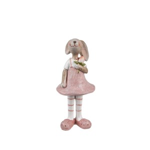 Figūrėlė Kiškis su gėlė  5x5x11 cm velykinis Clayre