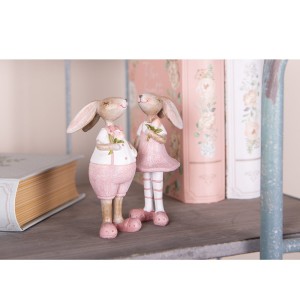 Figūrėlė Kiškis su gėlė 4x5x11 cm velykinis Clayre