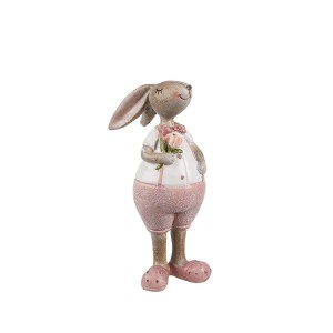 Figūrėlė Kiškis su gėlė 4x5x11 cm velykinis Clayre