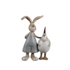 Figūrėlė Kiškis su višta 7x3x10 cm velykinis Clayre