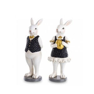 Figūrėlė Triušis polirezininis juoda/balta15x6x5 15x4,5x5 cm 162726 velyk