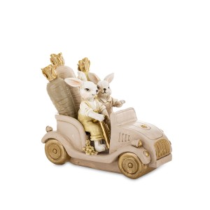 Figūrėlė Triušiai automobilyje 12x14x7,5 cm 175268 velyk