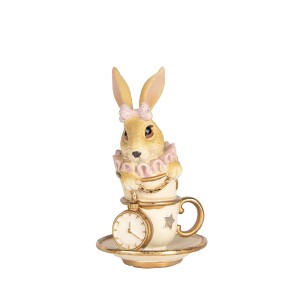 Figūrėlė Triušis puodelyje  8x8x14 cm velykinis Clayre