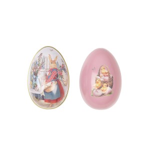 Dėžutė metalinė rožinė Kiaušinis 8x13x8 cm.velykinis Clayre