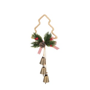 Dekoracija pakabinama eglė su varpeliais metalinė 16x13x3,5 cm 181195 KLD