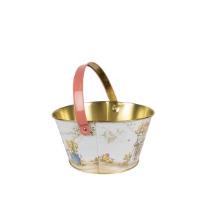 Krepšelis metalinis su zuikių piešiniu  19x10 cm velykinis Clayre