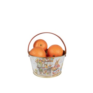 Krepšelis metalinis su zuikių piešiniu  19x10 cm velykinis Clayre