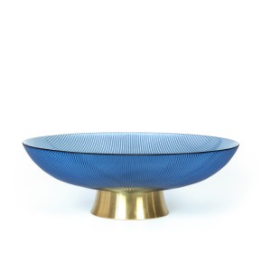 Lėkštė vaisiams stiklinė mėlynos/auksinės sp. D36xH12 cm V60,