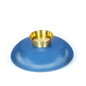 Lėkštė vaisiams stiklinė mėlynos/auksinės sp. D36xH12 cm V60,