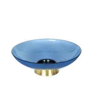 Lėkštė vaisiams stiklinė mėlynos/auksinės sp. D36xH12 cm V60,