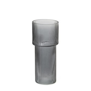 Vaza stiklinė pilkos sp. 24x10 cm Is-QH-6-Gwen