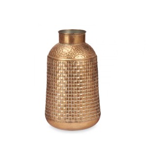 Vaza metalinė 22,5x22,5x39,5 cm sendinto aukso spalvos Giftdecor 75116