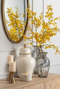 Vaza stiklinė skaidri, pilkos spalvos D13xH28 cm Parlane 102502