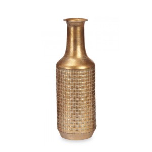 Vaza metalinė 14x14x46 cm sendinto aukso spalvos Giftdecor 75115
