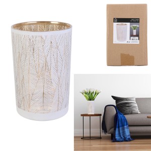 Vaza stiklinė balta/aukso sp. D12xH20 cm TAURI Home Deco HD9025
