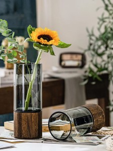 Vaza stiklinė pilka sp. D10xH25 cm HR-GW1025