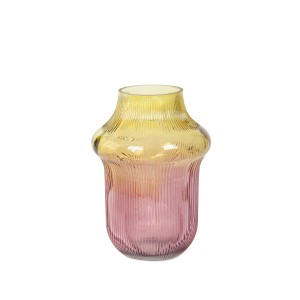 Vaza stiklinė geltonos rožinės spalvos 20x15 cm  23064