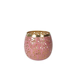 Žvakidė metalinė aukso, rožinės spalvos D12xH12 cm Anjana 109698