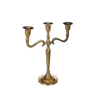 Žvakidė 3 žvakėm aukso spalvos metalinė 23x9x26 cm Atmosphera 123154A