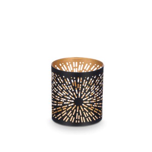 Žvakidė metalinė, juodos/aukso spalvos D9xH10 cm Giftdecor 59637