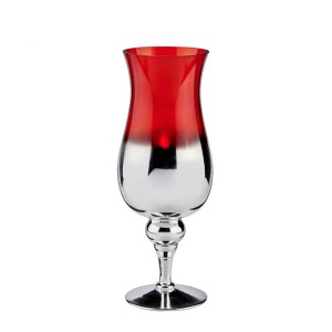 Žvakidė stiklinė sidabro/raudonos spalvos D13xH35 cm Giftdecor 56459