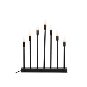 Žvakidė su 7 LED žvakėmis metalinė, juodos sp. 32x5,5x36,5 cm Finnlumor 610331