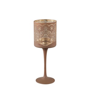 Žvakidė stiklinė ruda 9x9x25 cm (žvakės diam. iki 8 cm) Opix PTMD 105749