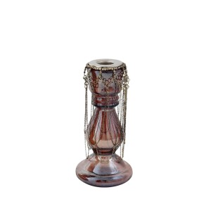 Žvakidė stiklinė tamsiai violetinė 9x9x18 cm (žvak diam. Iki 2,2 cm) PTMD 105770