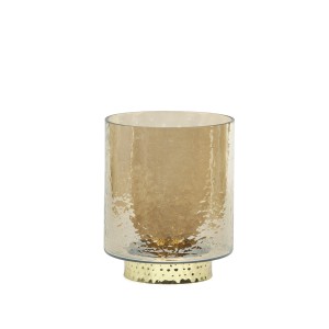 Žvakidė stiklinė gintaro spl. 15x15x18.5 cm  Art glass