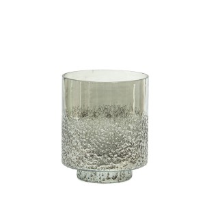 Žvakidė/vaza stiklinė pilka 15x15x18.5 cm  Art glass