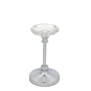 Žvakidė stiklinė/metalinė 11.5x21 cm sidabro sp. 8445393495934