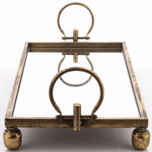 Padėklas metalinis su veidrodžiu auksinės sp. 11x60x31 cm 163437