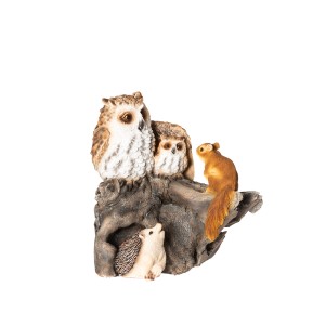 Figūrėlė Žvėreliai ant kelmo 18,5x13x20 cm polirezininė Winteria 637365