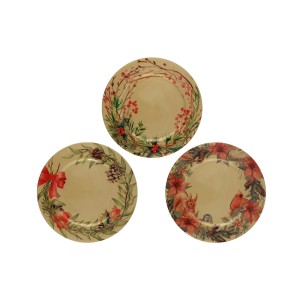 Padėklas/polėkštė plastikinė Kalėdinė D33 cm, aukso sp. (mix 3) 8445393651767KLD