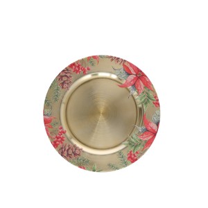 Padėklas/polėkštė plastikinė Puansetija D33 cm, aukso sp. 8445393680248 KLD