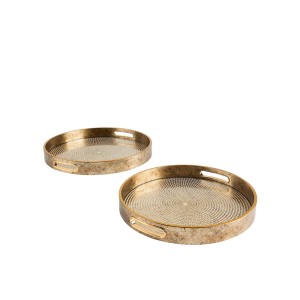 Padėklai 2 vnt su stiklu apvalūs 36x36x4 (32x32x4) cm Atmosphera 204019