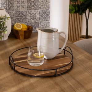 Padėklas medinis/metalinis D34xH7 cm Secret de Gourmet 207101