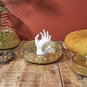 Padėklas veidrodinis aukso sp. 25x6x25 cm Home Deco KA0204