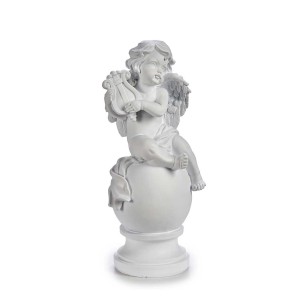 Figūrėlė polirezininė Angeliukas su arfa 15x15x32,5 cm Krist+ 62744 kld