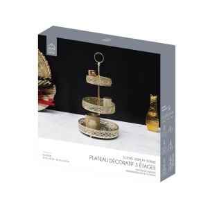 Padėklas metalinis 3 aukštų aukso sp. 25x46,5x25 cm Home Deco KA0112