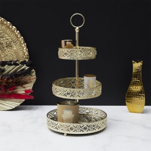 Padėklas metalinis 3 aukštų aukso sp. 25x46,5x25 cm Home Deco KA0112