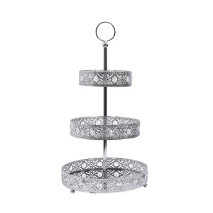 Padėklas stiklinis 3 aukštų sidabro sp. 25x46,5x25 cm Home Deco KA0113