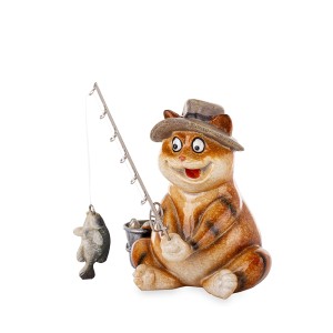 Figūrėlė Katinas žvejys polirezin. rudas 12,5x12x19 cm 175555