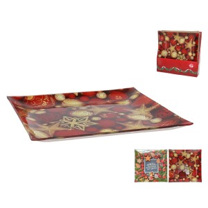 Dekoratyvinis padėklas stiklinis kalėdinis 25 cm (mix 2) 8445393064031 kld