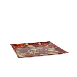 Dekoratyvinis padėklas stiklinis kalėdinis 25 cm (mix 2) 8445393064031 kld